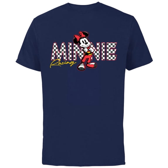 Disney Minnie Mouse Racing Mickey & Friends Race Car Drivers - Short Sleeve Cotton T-Shirt for Adults - Customized-Navy
