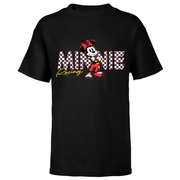 Disney Minnie Mouse Racing Mickey & Friends Race Car Drivers - Short Sleeve T-Shirt for Kids - Customized-Black