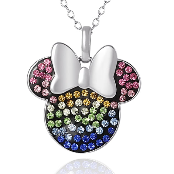 Disney Minnie Mouse Rainbow Crystal Pendant Necklace
