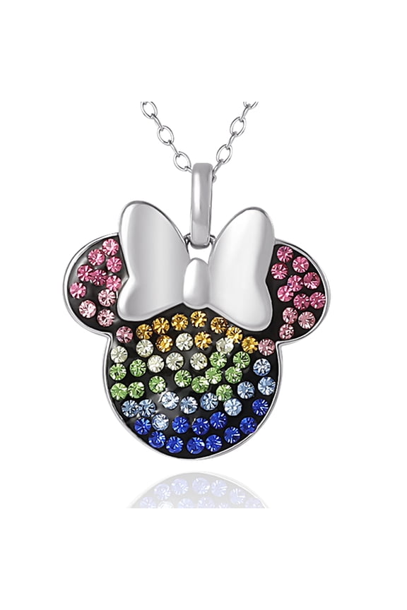 Minnie Mouse Rainbow Crystal Pendant Necklace