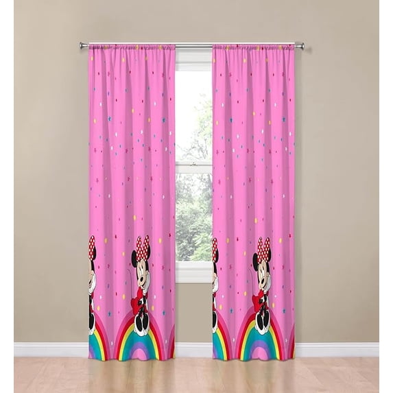 Disney Minnie Mouse Rainbow Dots 2 Panels Drapes Set - 84 Inch Long ...