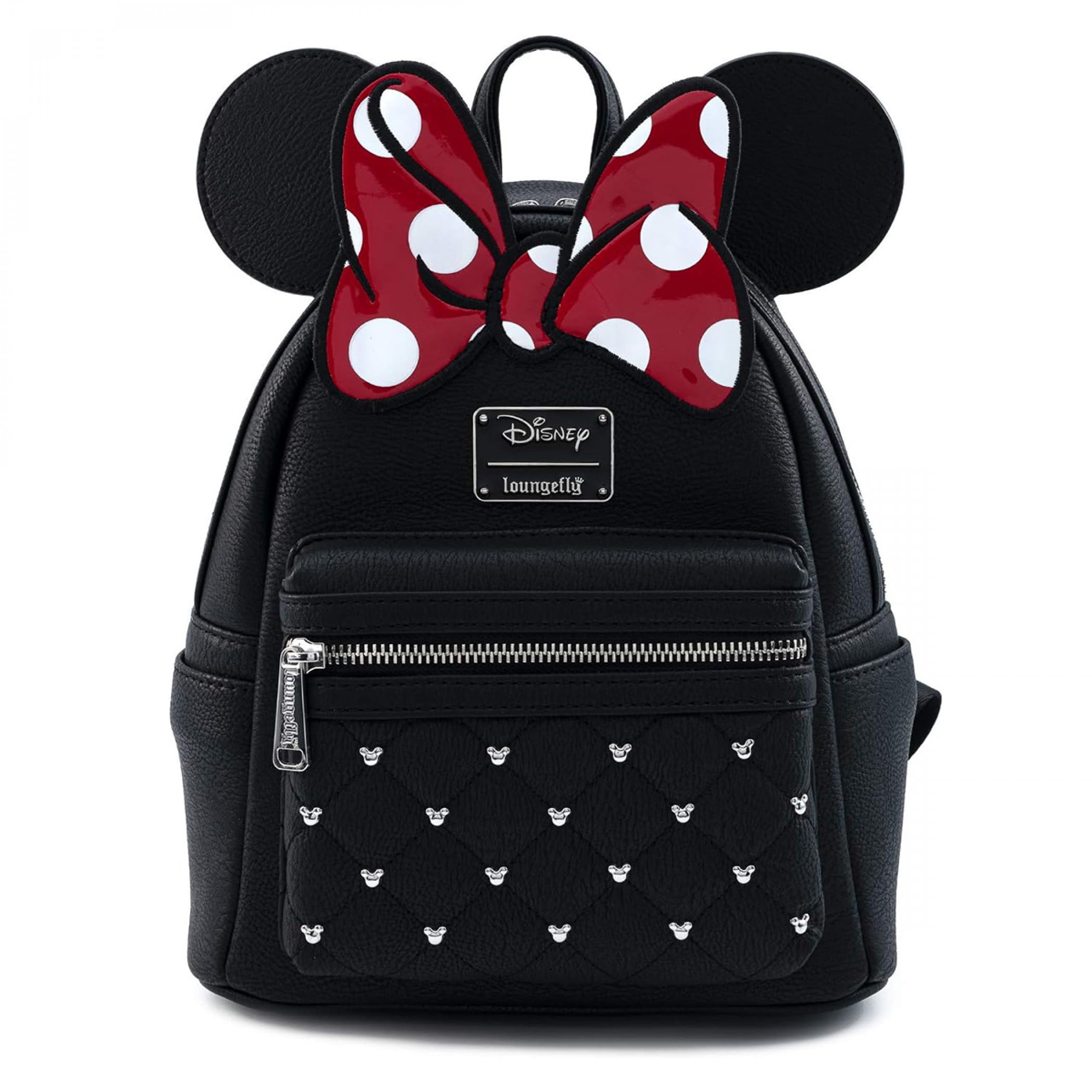 black mini backpack black with red bow Disney Minnie Mouse Red Bow Ears Mickey Studded Mini Backpack Purse