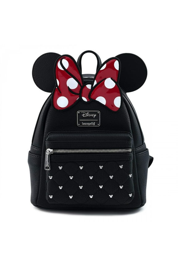 Disney Minnie Mouse Red Bow Ears Mickey Studded Mini Backpack Purse