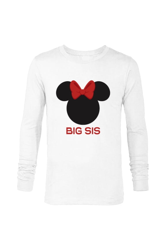 Minnie Mouse Red Bow Icon Big Sis Sister Family- Long Sleeve T-Shirt for Men - Customized-White