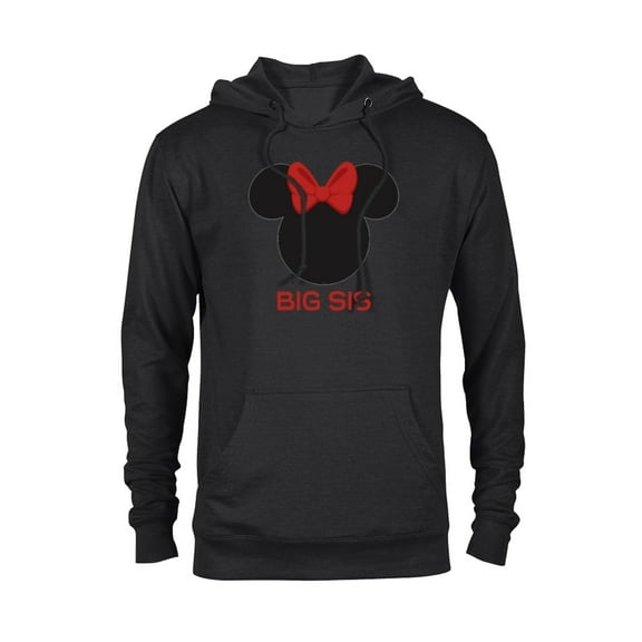Disney Minnie Mouse Red Bow Icon Big Sis Sister Family- Pullover Hoodie for Adults - Customized-Black