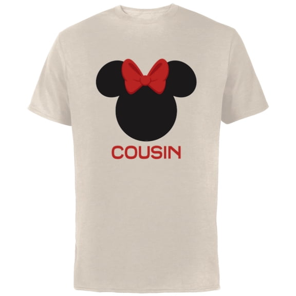 Disney Minnie Mouse Red Bow Icon Cousin Family- Short Sleeve Cotton T-Shirt for Adults - Customized-Natural