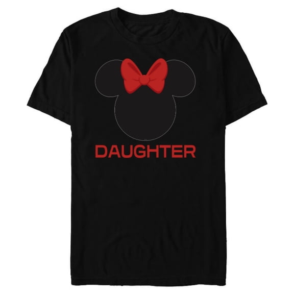 Disney Minnie Mouse Red Bow Icon Daughter Family- Short Sleeve Blended T-Shirt for Adults - Customized-Black