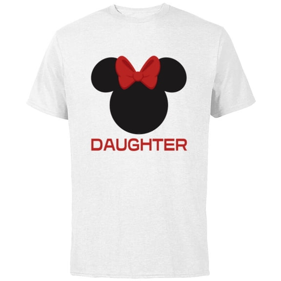 Disney Minnie Mouse Red Bow Icon Daughter Family- Short Sleeve Cotton T-Shirt for Adults - Customized-White