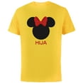 thumbnail image 1 of Disney Minnie Mouse Red Bow Icon Hija Familia Spanish- Short Sleeve Cotton T-Shirt for Adults - Customized-Yellow, 1 of 5