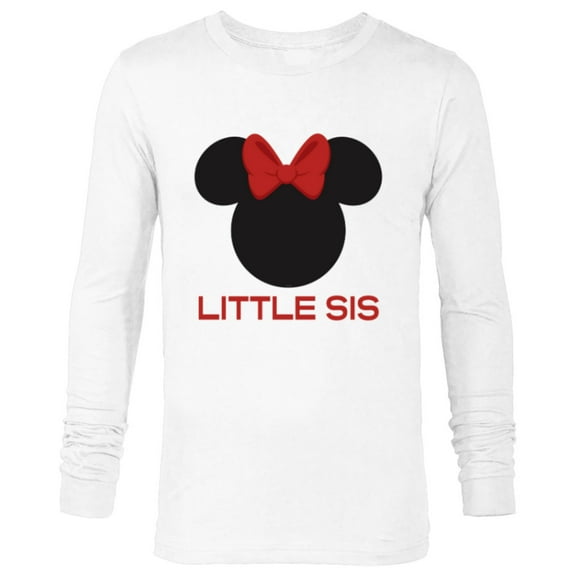 Disney Minnie Mouse Red Bow Icon Little Sis Sister Family- Long Sleeve T-Shirt for Men - Customized-White