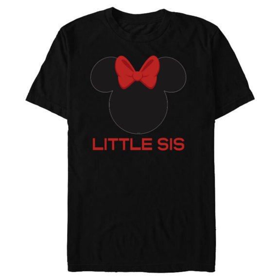 Disney Minnie Mouse Red Bow Icon Little Sis Sister Family- Short Sleeve Blended T-Shirt for Adults - Customized-Black