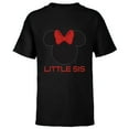 thumbnail image 1 of Disney Minnie Mouse Red Bow Icon Little Sis Sister Family- Short Sleeve T-Shirt for Kids - Customized-Black, 1 of 5