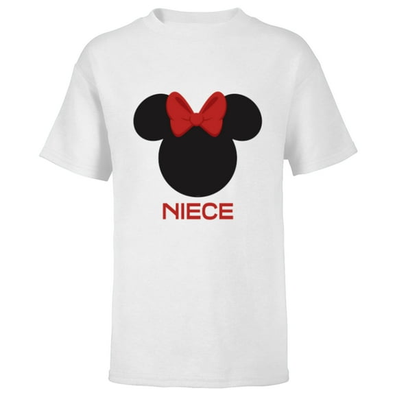 Disney Minnie Mouse Red Bow Icon Niece Family- Short Sleeve T-Shirt for Kids - Customized-White