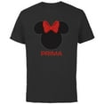 thumbnail image 1 of Disney Minnie Mouse Red Bow Icon Prima Familia Spanish- Short Sleeve Cotton T-Shirt for Adults - Customized-Black, 1 of 5