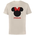 thumbnail image 1 of Disney Minnie Mouse Red Bow Icon Prima Familia Spanish- Short Sleeve Cotton T-Shirt for Adults - Customized-Natural, 1 of 5