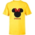 thumbnail image 1 of Disney Minnie Mouse Red Bow Icon Prima Familia Spanish- Short Sleeve T-Shirt for Kids - Customized-Yellow, 1 of 5