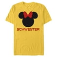 thumbnail image 1 of Disney Minnie Mouse Red Bow Icon Schwester Family German- Short Sleeve Blended T-Shirt for Adults - Customized-Yellow, 1 of 5