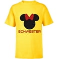 thumbnail image 1 of Disney Minnie Mouse Red Bow Icon Schwester Family German- Short Sleeve T-Shirt for Kids - Customized-Yellow, 1 of 5