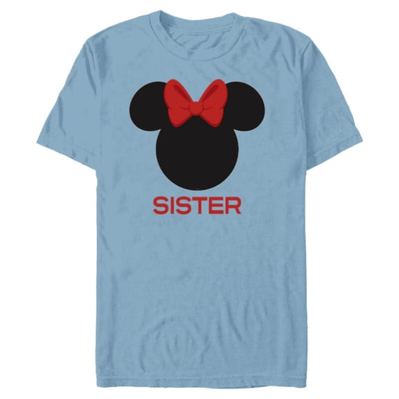 Disney Minnie Mouse Red Bow Icon Sister Family- Short Sleeve Blended T-Shirt for Adults - Customized-Ocean Blue