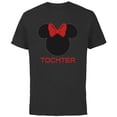 thumbnail image 1 of Disney Minnie Mouse Red Bow Icon Tochter Family German- Short Sleeve Cotton T-Shirt for Adults - Customized-Black, 1 of 5