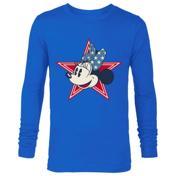 Disney Minnie Mouse Red White and Blue Retro Americana - Long Sleeve T-Shirt for Men - Customized-Navy