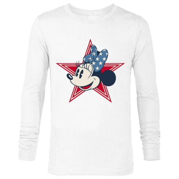 Disney Minnie Mouse Red White and Blue Retro Americana - Long Sleeve T-Shirt for Men - Customized-White