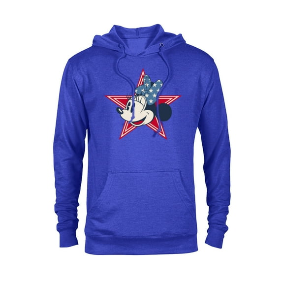 Disney Minnie Mouse Red White and Blue Retro Americana - Pullover Hoodie for Adults - Customized-Royal