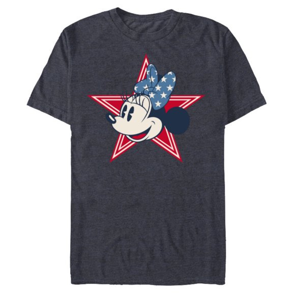 Disney Minnie Mouse Red White and Blue Retro Americana - Short Sleeve Blended T-Shirt for Adults - Customized-Navy Heather
