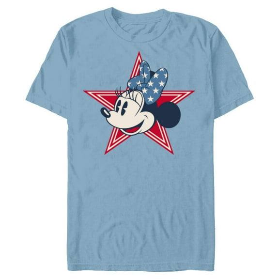 Disney Minnie Mouse Red White and Blue Retro Americana - Short Sleeve Blended T-Shirt for Adults - Customized-Ocean Blue