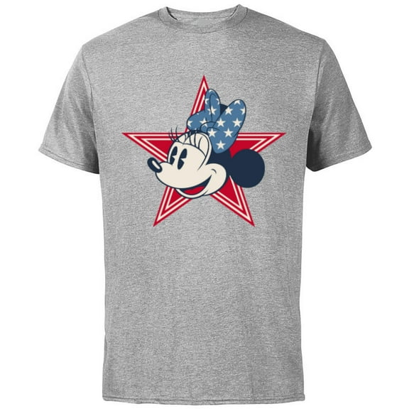 Disney Minnie Mouse Red White and Blue Retro Americana - Short Sleeve Cotton T-Shirt for Adults - Customized-Athletic Heather