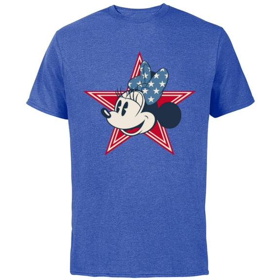 Disney Minnie Mouse Red White and Blue Retro Americana - Short Sleeve Cotton T-Shirt for Adults - Customized-Royal Heather