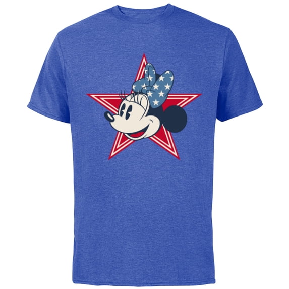 Disney Minnie Mouse Red White and Blue Retro Americana - Short Sleeve Cotton T-Shirt for Adults - Customized-Royal Heather