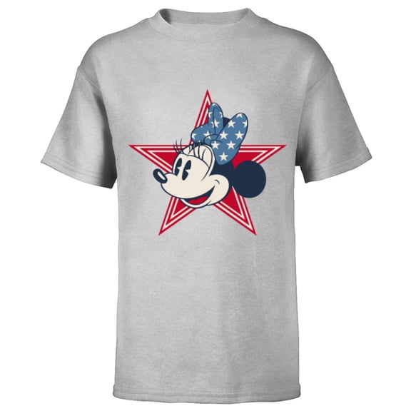 Disney Minnie Mouse Red White and Blue Retro Americana - Short Sleeve T-Shirt for Kids - Customized-Athletic Heather