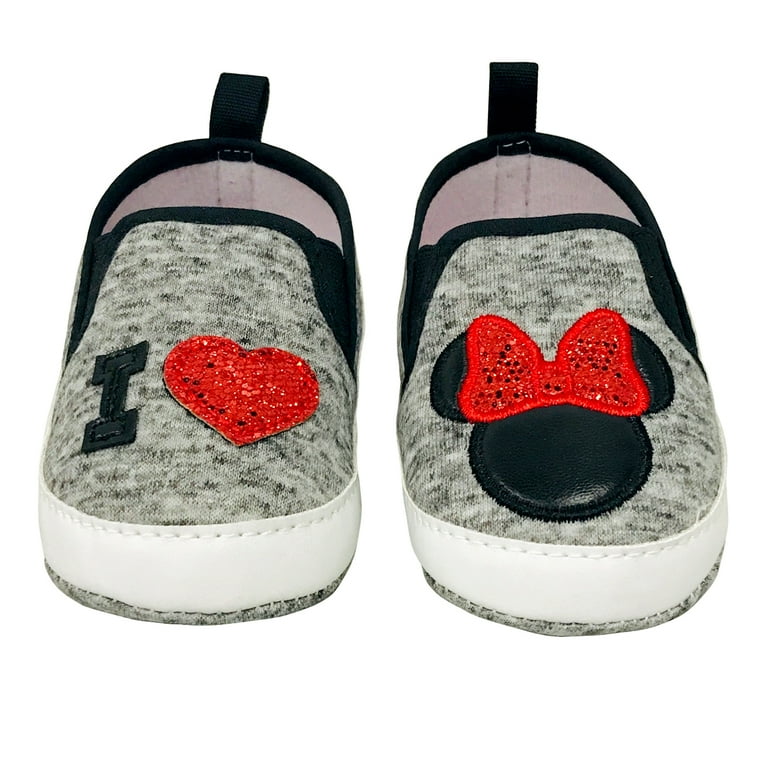 Disney Minnie Mouse Red and Black Infant Prewalker Soft Sole Slip