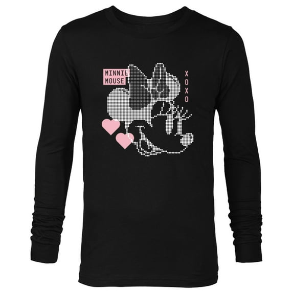 Disney Minnie Mouse Retro Digital Hearts - Long Sleeve T-Shirt for Men - Customized-Black
