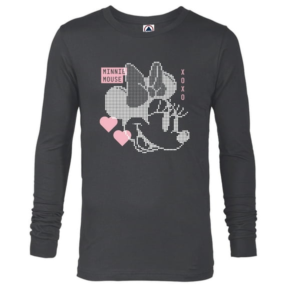 Disney Minnie Mouse Retro Digital Hearts - Long Sleeve T-Shirt for Men - Customized-Charcoal Heather