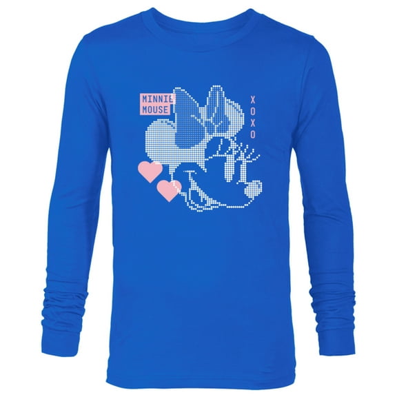 Disney Minnie Mouse Retro Digital Hearts - Long Sleeve T-Shirt for Men - Customized-Navy