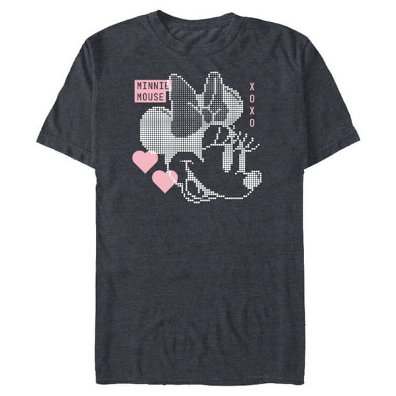 Disney Minnie Mouse Retro Digital Hearts - Short Sleeve Blended T-Shirt for Adults - Customized-Navy Heather