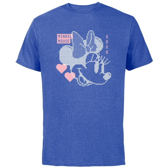 Disney Minnie Mouse Retro Digital Hearts - Short Sleeve Cotton T-Shirt for Adults - Customized-Royal Heather