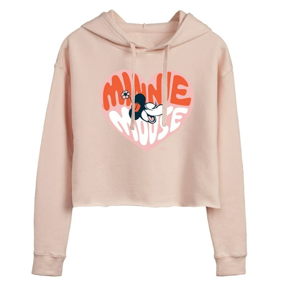 Disney - Minnie Mouse - Retro Heart - Juniors Cropped Pullover Hoodie