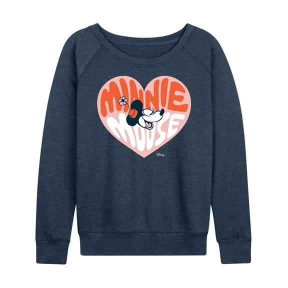 Disney - Minnie Mouse - Retro Heart - Women's Lightweight French Terry Long Sleeve Shirt