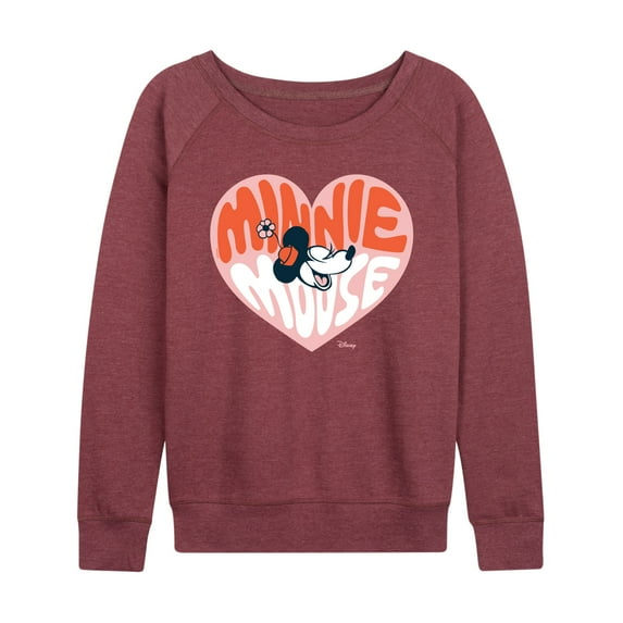 Disney - Minnie Mouse - Retro Heart - Women's Lightweight French Terry Long Sleeve Shirt