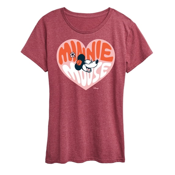 Disney - Minnie Mouse - Retro Heart - Women's Short Sleeve Graphic T-Shirt