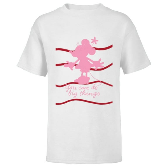 Disney Minnie Mouse Retro Silhouette You Can Do Big Things - Short Sleeve T-Shirt for Kids - Customized-White
