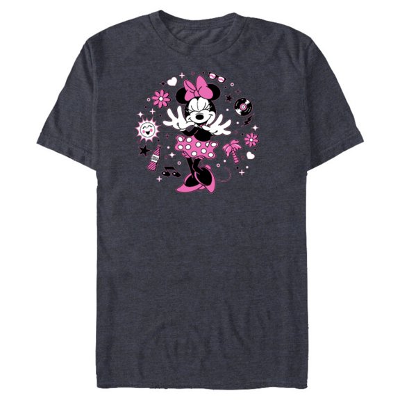 Disney Minnie Mouse Retro Vinyl Summer - Short Sleeve Blended T-Shirt for Adults - Customized-Navy Heather