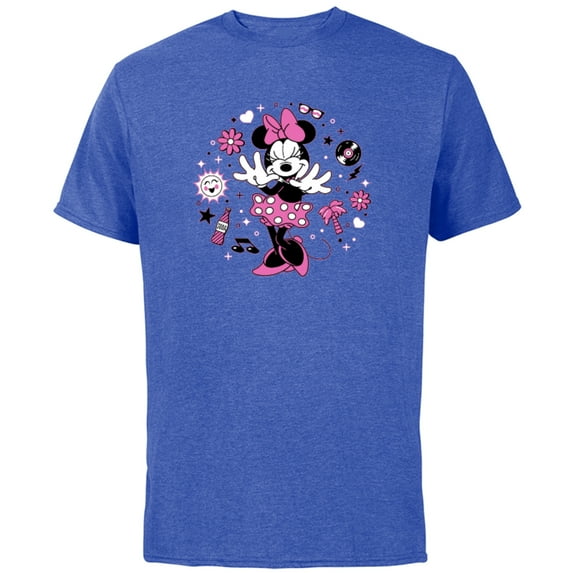 Disney Minnie Mouse Retro Vinyl Summer - Short Sleeve Cotton T-Shirt for Adults - Customized-Royal Heather