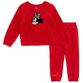 thumbnail image 1 of Disney Minnie Mouse Ribbed Velour Sweatshirt and Jogger Pants Outfit Set Toddler to Little Kid, 1 of 5