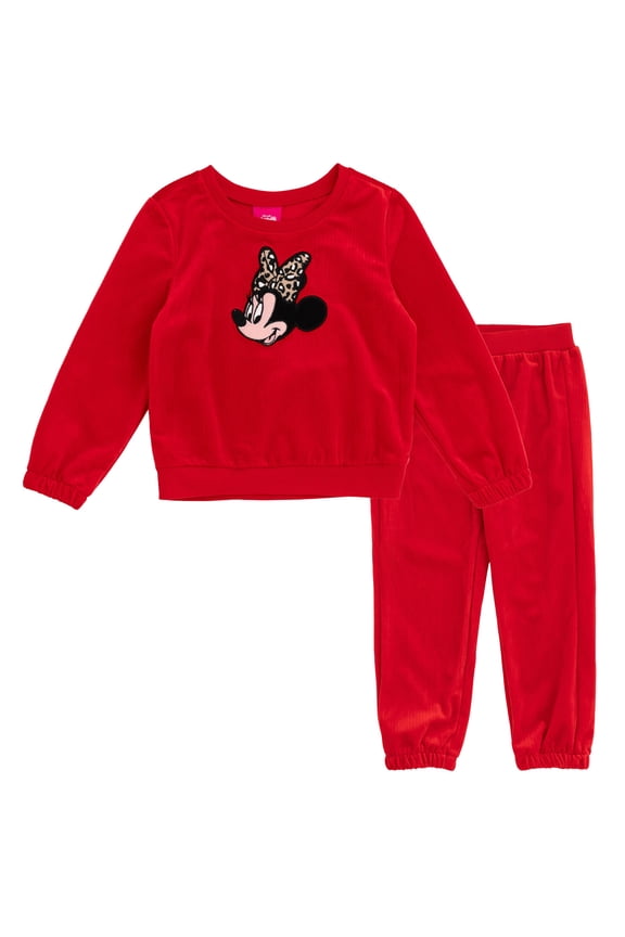 Minnie Mouse Ribbed Velour Sweatshirt and Jogger Pants Outfit Set Toddler to Little Kid