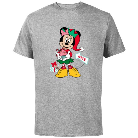 Disney Minnie Mouse Secret Santa Cupcake Nice for Christmas - Short Sleeve Cotton T-Shirt for Adults - Customized-Athletic Heather