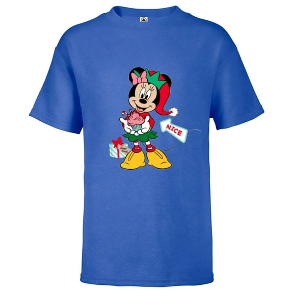 Disney Minnie Mouse Secret Santa Cupcake Nice for Christmas - Short Sleeve T-Shirt for Kids - Customized-Royal